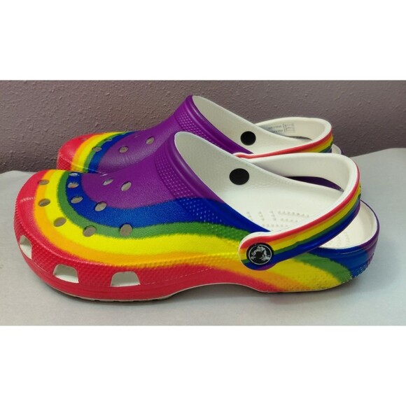 Crocs Classic Unisex Men's6/Women's 8 Tie-Dye Rainbow Clogs - Picture 3 of 11